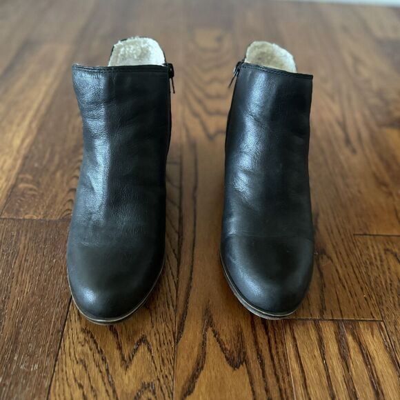 Lucky Brand Banterr 2 Womens 8 Leather Bootie Faux Fur Lining Zip Indie Boho - Picture 2 of 15